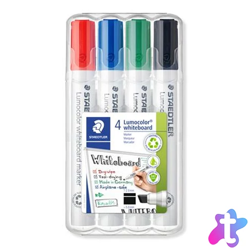 Táblamarker készlet, 2-5 mm, vágott, STAEDTLER "Lumocolor® 351 B", 4 különböző szín