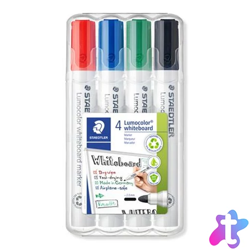 Táblamarker készlet, 2 mm, kúpos, STAEDTLER "Lumocolor® 351", 4 különböző szín