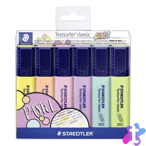 Szövegkiemelő készlet, 1-5 mm, STAEDTLER "Textsurfer Classic Pastel 364 C", 6 különböző szín