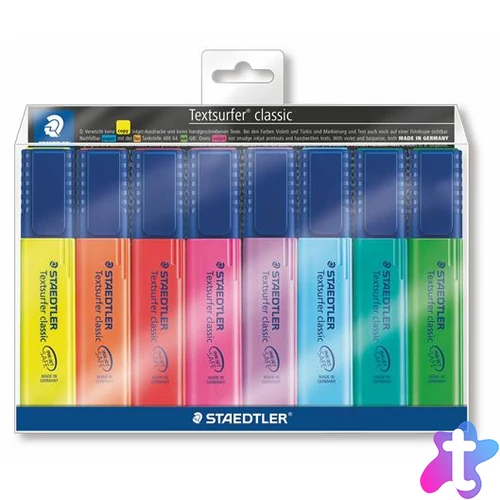 Szövegkiemelő készlet, 1-5 mm, STAEDTLER "Textsurfer Classic 364", 8 különböző szín