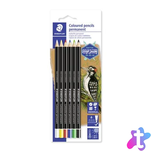 Jelölőceruza készlet, mindenre író, vízálló, STAEDTLER "Lumocolor® permanent glasochrom 108 20", 6 különböző szín