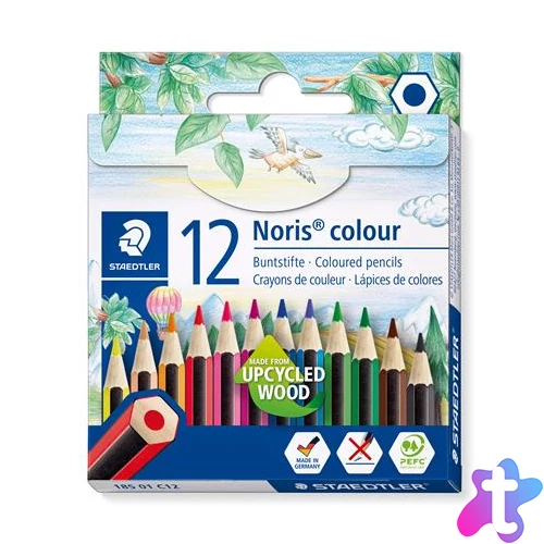Színes ceruza készlet, hatszögletű, félhosszú, STAEDTLER "Noris Colour 185", 12 különböző szín