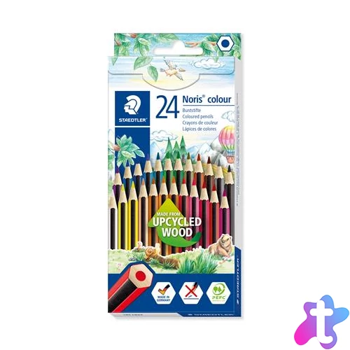 Színes ceruza készlet, hatszögletű, STAEDTLER "Noris Colour 185", 24 különböző szín