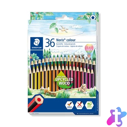 Színes ceruza készlet, hatszögletű, STAEDTLER "Noris Colour 185", 36 különböző szín