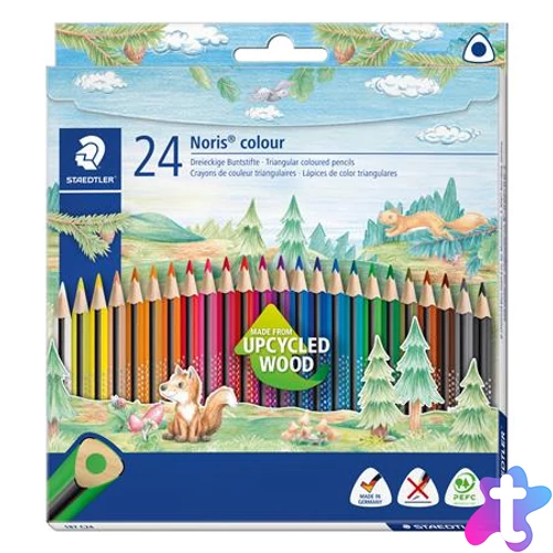 Színes ceruza készlet, háromszögletű, STAEDTLER "Noris Colour 187", 24 különböző szín