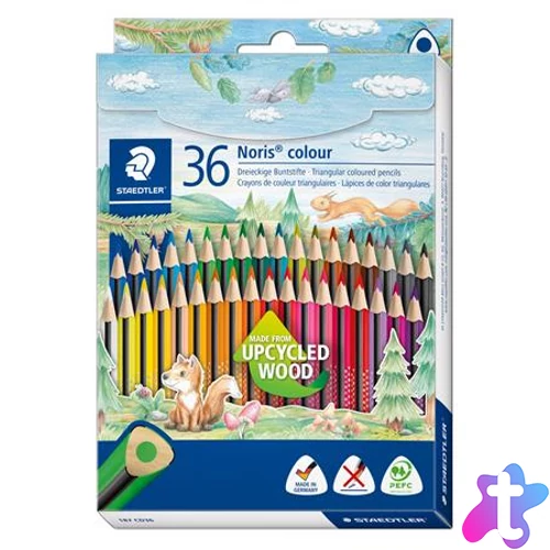 Színes ceruza készlet, háromszögletű, STAEDTLER "Noris Colour 187", 36 különböző szín