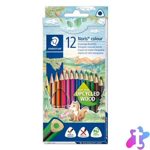 Színes ceruza készlet, háromszögletű, STAEDTLER "Noris Colour 187", 12 különböző szín