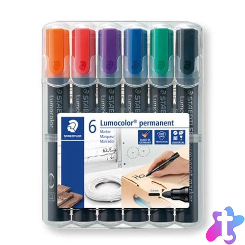 Alkoholos marker készlet, 2 mm, kúpos, STAEDTLER "Lumocolor® 352", 6 különböző szín