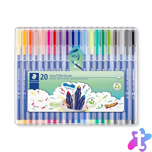 Filctoll készlet, 1 mm, STAEDTLER "Triplus 323", 20 különböző szín