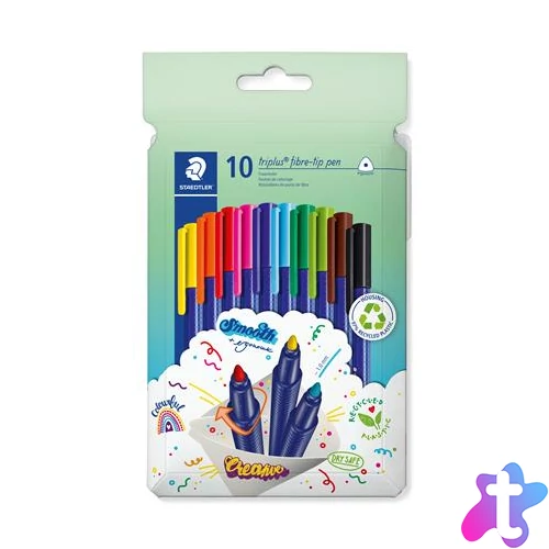 Filctoll készlet, 1 mm, STAEDTLER "Triplus 323", 10 különböző szín