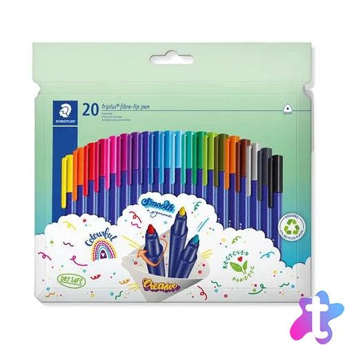 Filctoll készlet, 1 mm, STAEDTLER "Triplus 323", 20 különböző szín