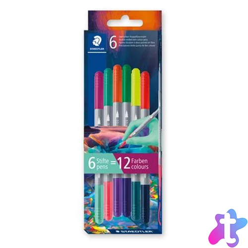 Filctoll készlet, 1/3 mm, kétvégű, kimosható, STAEDTLER® "3280", Multiverzum 1, 6 különböző szín