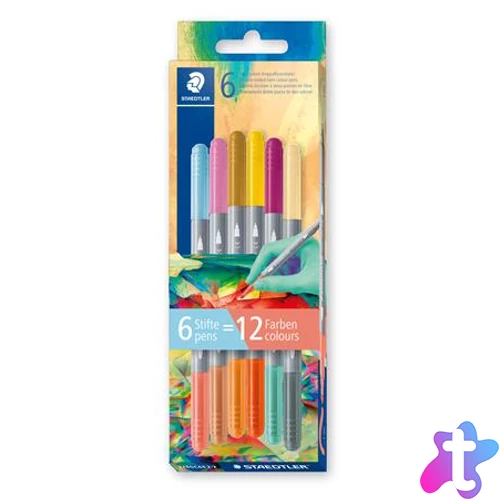 Filctoll készlet, 1/3 mm, kétvégű, kimosható, STAEDTLER® "3280", Multiverzum 2, 6 különböző szín