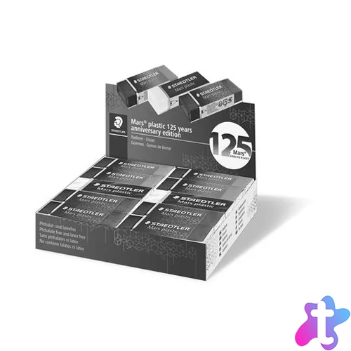 Radír display, STAEDTLER "Mars® Plastic 526, 125 years", kék-zöld-lila