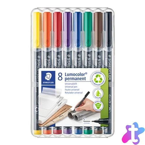 Alkoholos marker készlet, OHP, 0,4 mm, STAEDTLER "Lumocolor® 313 S", 8 különböző szín