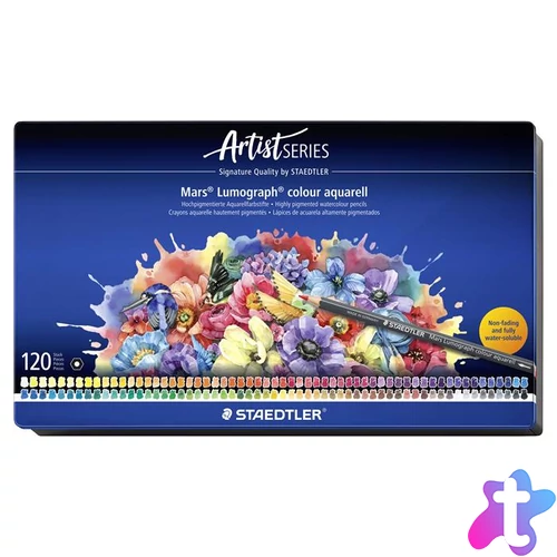 Akvarell színes ceruza készlet, hatszögletű, fémdobozos, STAEDTLER "Mars® Lumograph® 104", 120 különböző szín