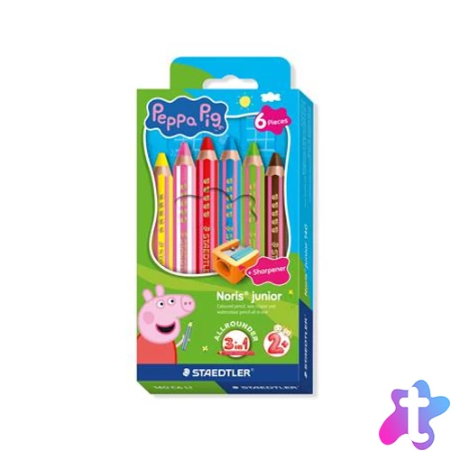 Színes ceruza készlet, hatszögletű, jumbo, STAEDTLER „Noris® junior 140", Peppa malac, 6 szín