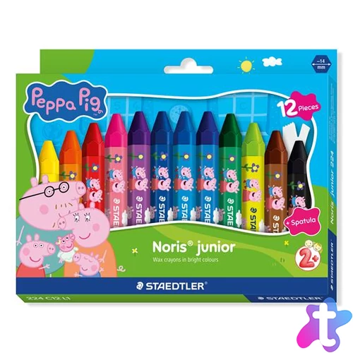 Zsírkréta, hatszögletű, jumbo, STAEDTLER „Noris® junior 224”, Peppa malac, 12 szín