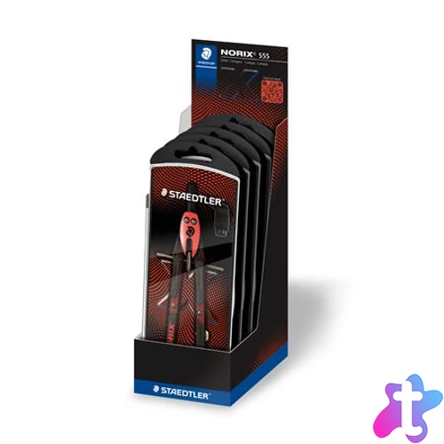 Körző készlet, precíziós, 3 darabos, STAEDTLER "Norix® 555", piros