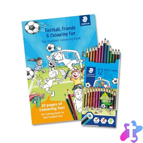 Színes ceruza készlet, hatszögletű, színezőfüzettel, STAEDTLER "Noris® Colour 185", 12 szín