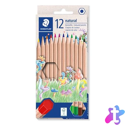 Színes ceruza készlet, hatszögletű, STAEDTLER "Noris® natural 143N", 12 szín