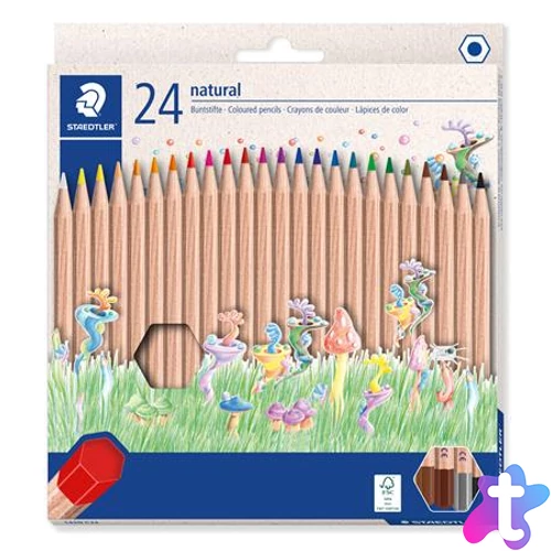Színes ceruza készlet, hatszögletű, STAEDTLER "Noris® natural 143N", 24 szín