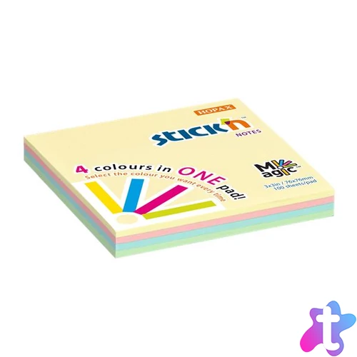 Öntapadó jegyzettömb, 76x76 mm, 100 lap, STICK N "Magic Pad" pasztell színek