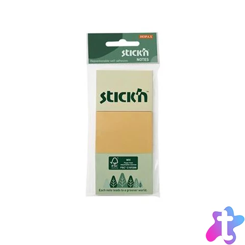 Öntapadó jegyzettömb, 38x51 mm, 3x100 lap, STICK N, pasztell színek