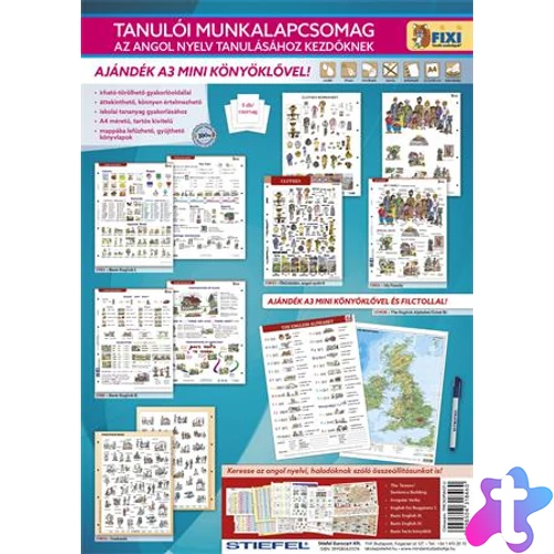 Tanulói munkalap csomag, 5 munkalap, 1 alátét, filc, STIEFEL "Angol nyelvtanulás"