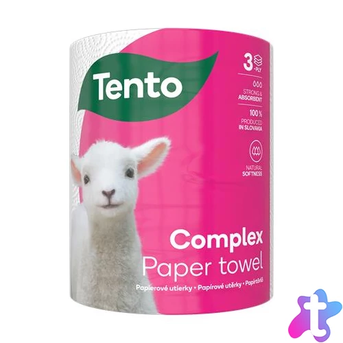 Háztartási papírtörlő, tekercses, 3 rétegű, 220 lap, TENTO "Complex", fehér