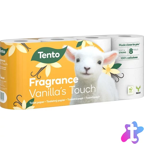 Toalettpapír, 3 rétegű, kistekercses, 8 tekercs, TENTO "Vanilla`s Touch", fehér