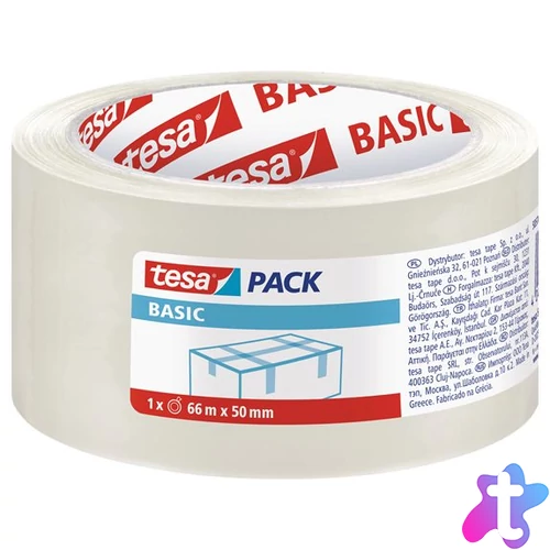 Csomagolószalag, 50 mm x 66 m, TESA "Basic", átlátszó
