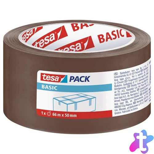 Csomagolószalag, 50 mm x 66 m, TESA "Basic", barna