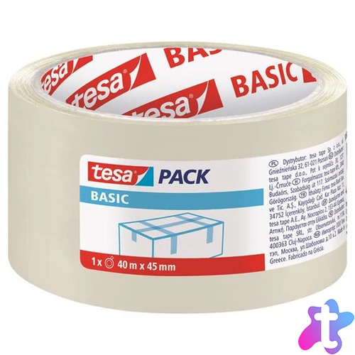 Csomagolószalag, 45 mm x 40 m, TESA "tesapack® Basic", átlátszó