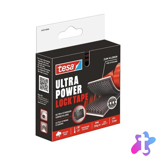 Tépőzáras rögzítőszalag, kétoldalas, 25 mm x 1 m, TESA "Ultra Power Lock"