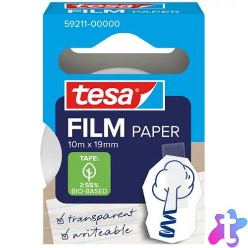 Ragasztószalag, írható, papír, 19 mm x 10 m, TESA "tesafilm®", átlátszó