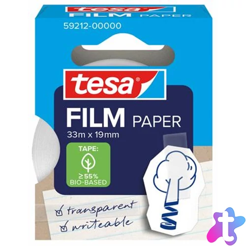 Ragasztószalag, írható, papír, 19 mm x 33 m, TESA "tesafilm®", átlátszó