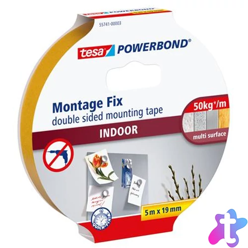 Ragasztószalag, kétoldalas, beltéri, 19 mm x 5 m, TESA "Powerbond"