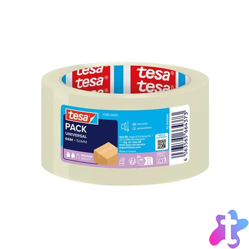Csomagolószalag, 50 mm x 66 m, TESA "Pack Universal", áttetsző