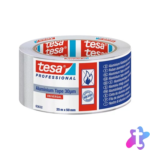 Alumínium szalag, 50 mm x 50 m, TESA® "Professional 63632", ezüst