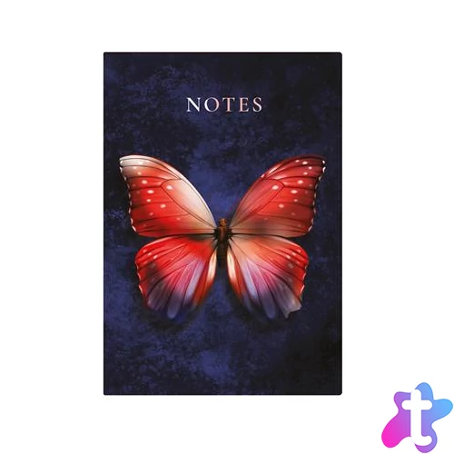 Jegyzetfüzet, A5, vonalas, 96 lap, TOPTIMER "Notes", piros pillangó