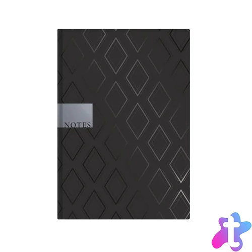 Jegyzetfüzet, A5, vonalas, 96 lap, TOPTIMER "Notes", fekete gyémánt