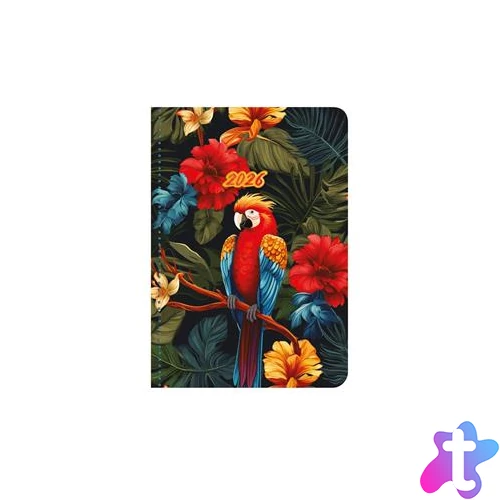 Naptár, tervező, B6, heti, TOPTIMER, "Joy flexi", papagáj