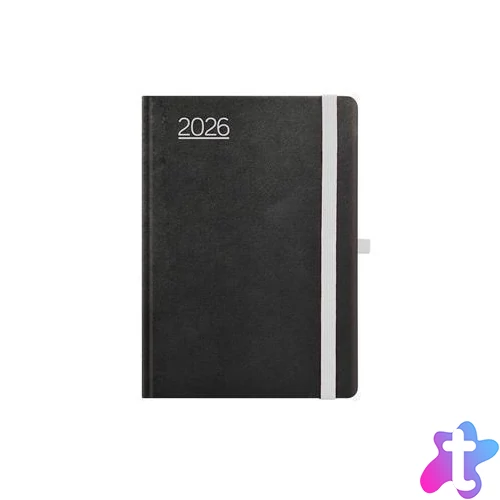 Naptár, tervező, B6, heti, TOPTIMER, "Nero", fekete-szürke