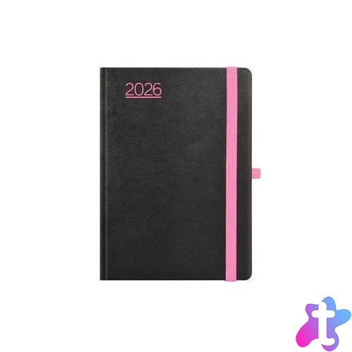 Naptár, tervező, B6, heti, TOPTIMER, "Nero", fekete-pink