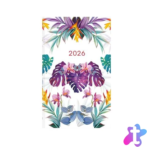 Naptár, tervező, A5, heti, keskeny, TOPTIMER, "Joy", pálma