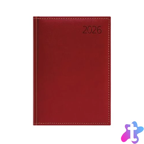 Naptár, tervező, A5, napi, műbőr, TOPTIMER, "Business", bordó