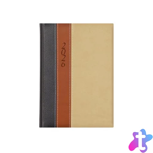 Naptár, tervező, A5, napi, TOPTIMER "Fashion", antracit-barna-bézs