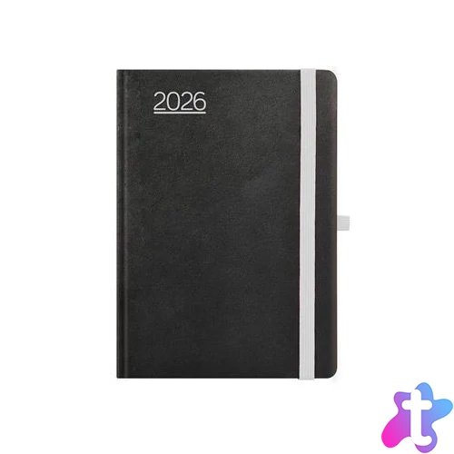 Naptár, tervező, A5, napi, TOPTIMER, "Nero", fekete-szürke