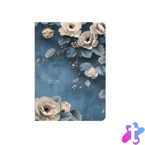 Naptár, tervező, B6, napi, TOPTIMER, "Joy", fehér rózsa